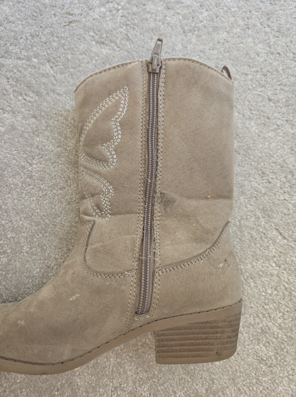 Old Navy Girls Suede Mid-Calf Heeled Boots - Tan - Picture 3 of 6